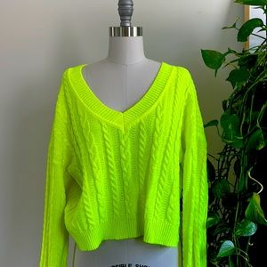 Fluorescent yellow cropped sweater